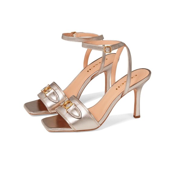 Coach Kyra Metallic Leather Sandal Platinum Champagne 7 B (M) - Picture 1 of 14